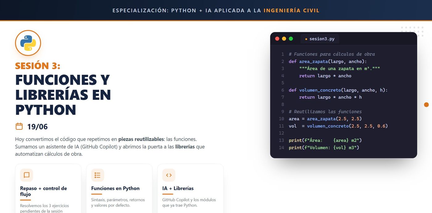 Portada de la sesión 3 de Python: funciones y librerías