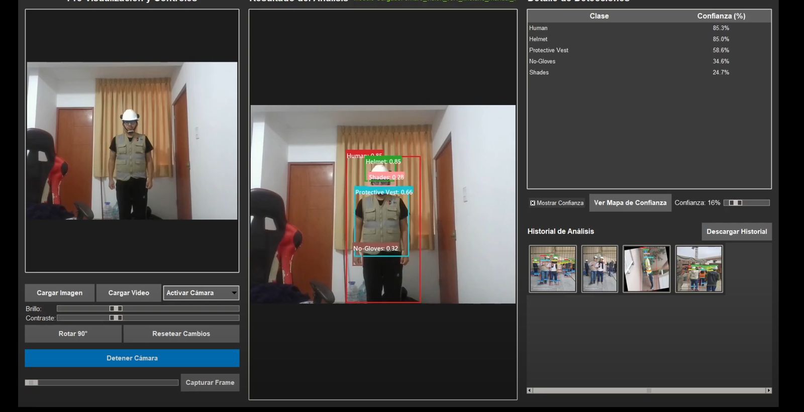 EMARC Visión: app de escritorio con detecciones de casco y chaleco